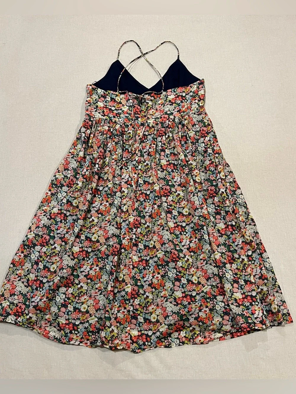 J. Crew x Liberty London Thorpe Ditsy Floral Midi Dress 12 Lace Up Tie Back - Picture 7 of 15